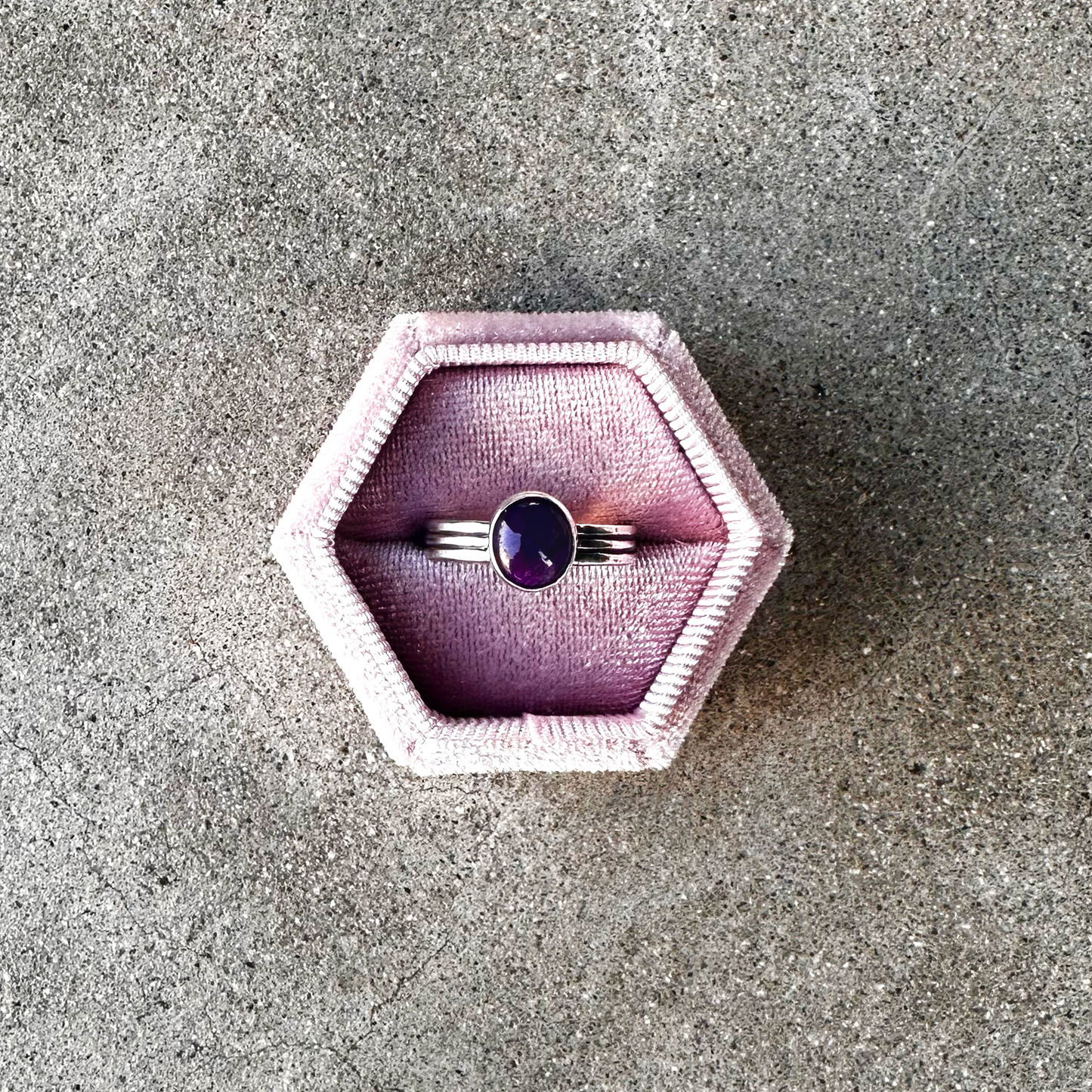 Small Oval Amethyst Ring - Size 7