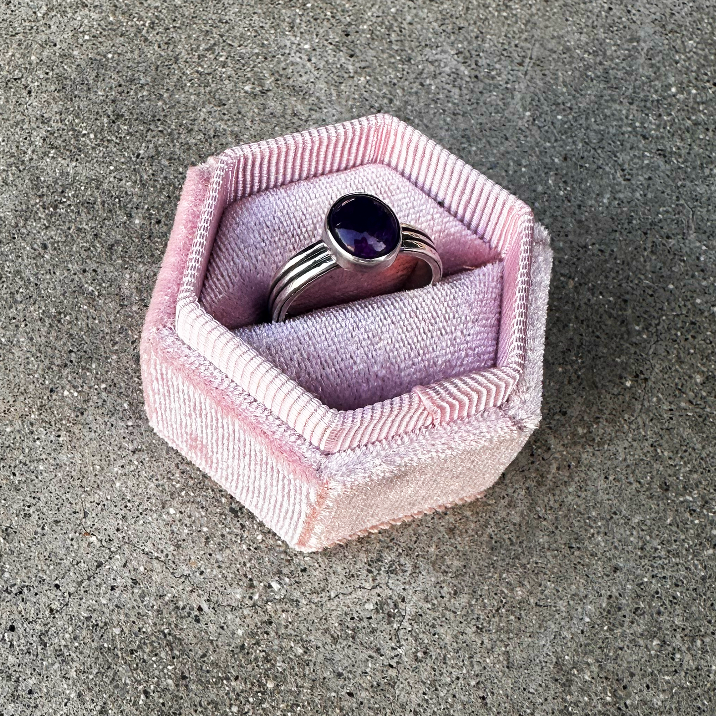 Small Oval Amethyst Ring - Size 7