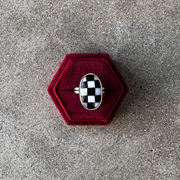 Checkered Oval Ring Size 6.5