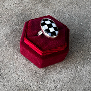Checkered Oval Ring Size 6.5