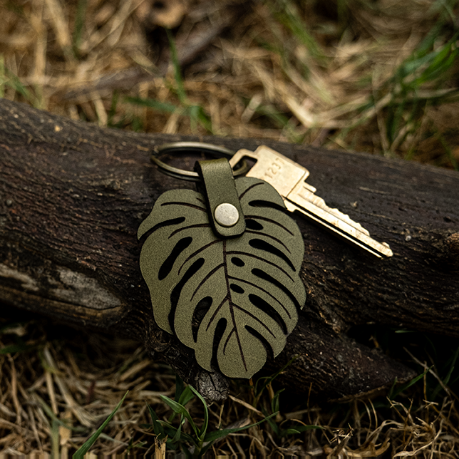 Leather Monstera Keychain