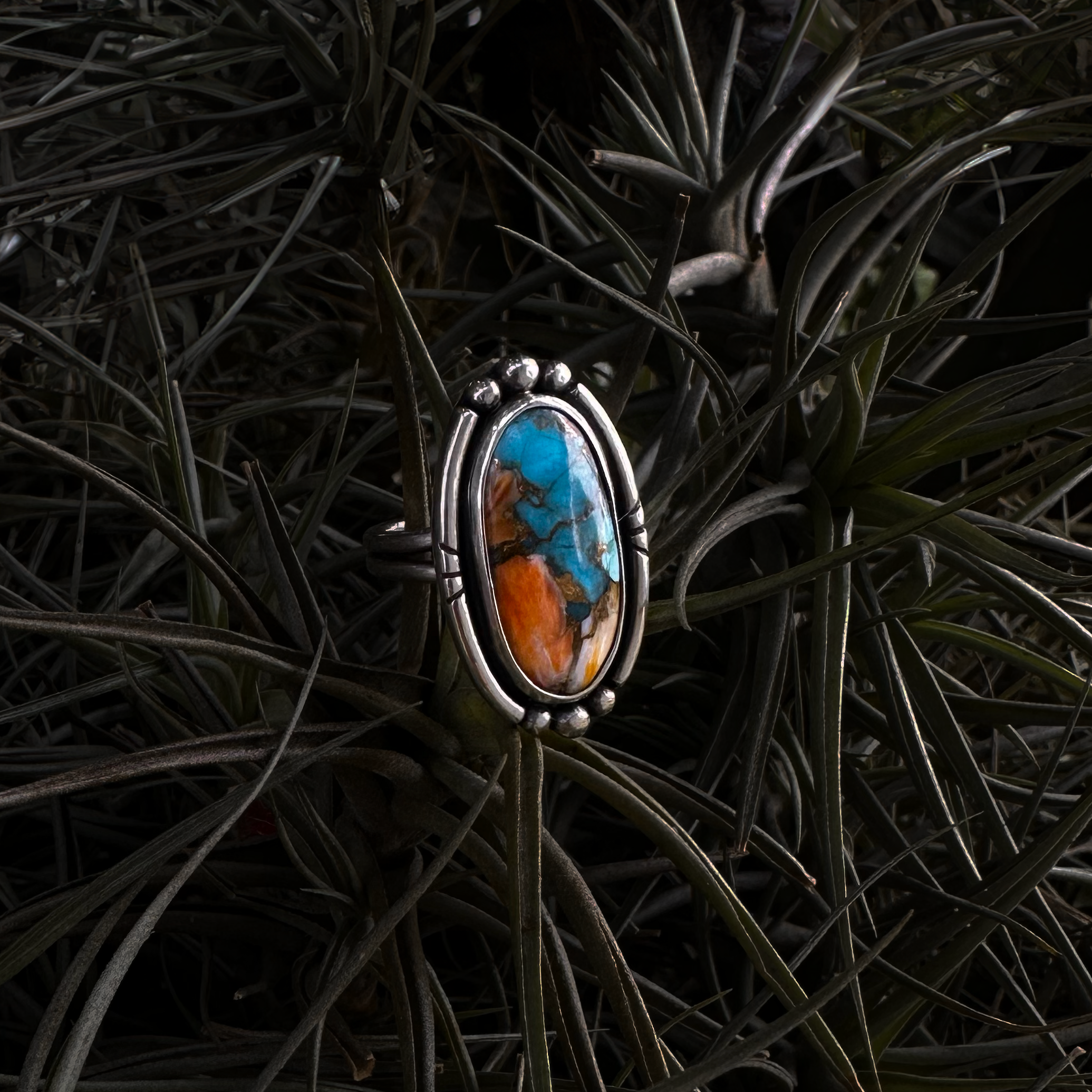 Turquoise Oyster Copper Ring Size 7.5