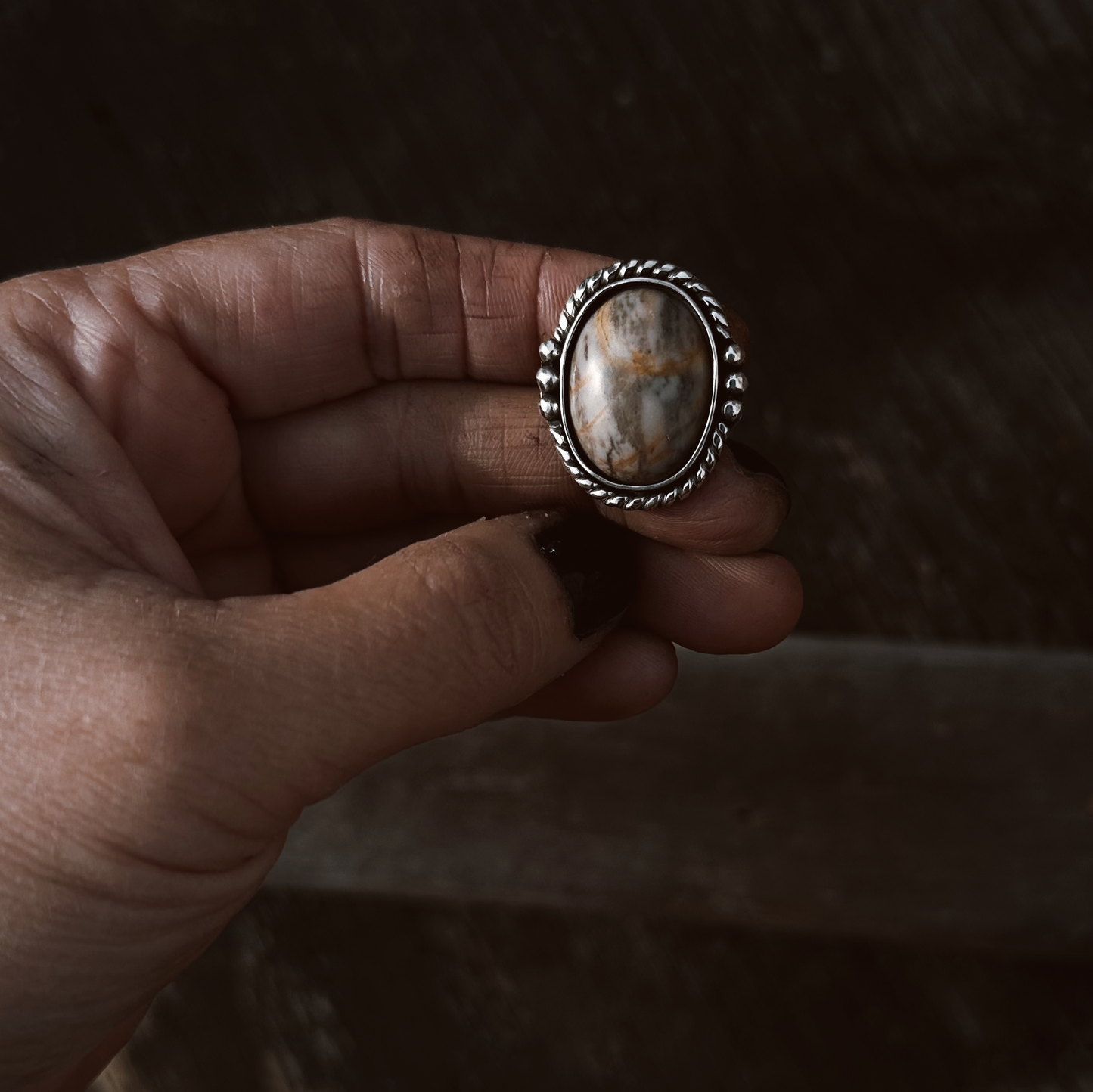 Picasso Jasper Oval Ring
