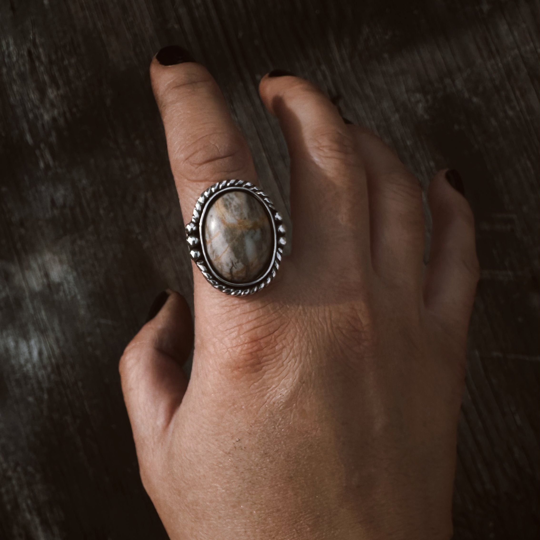 Picasso Jasper Oval Ring