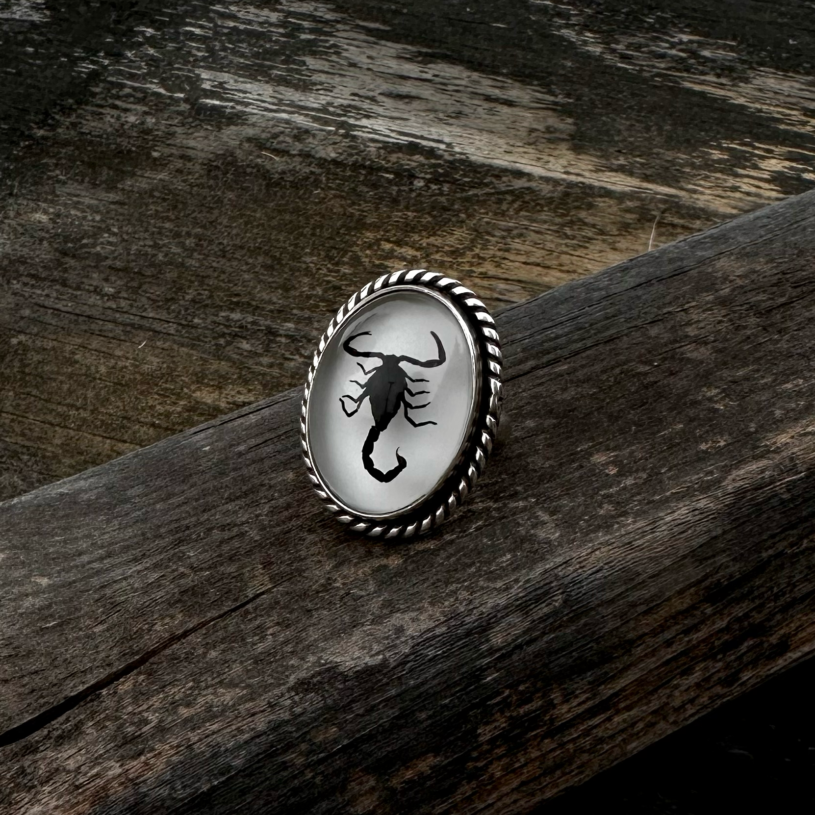 White Scorpion Ring Size 7.5