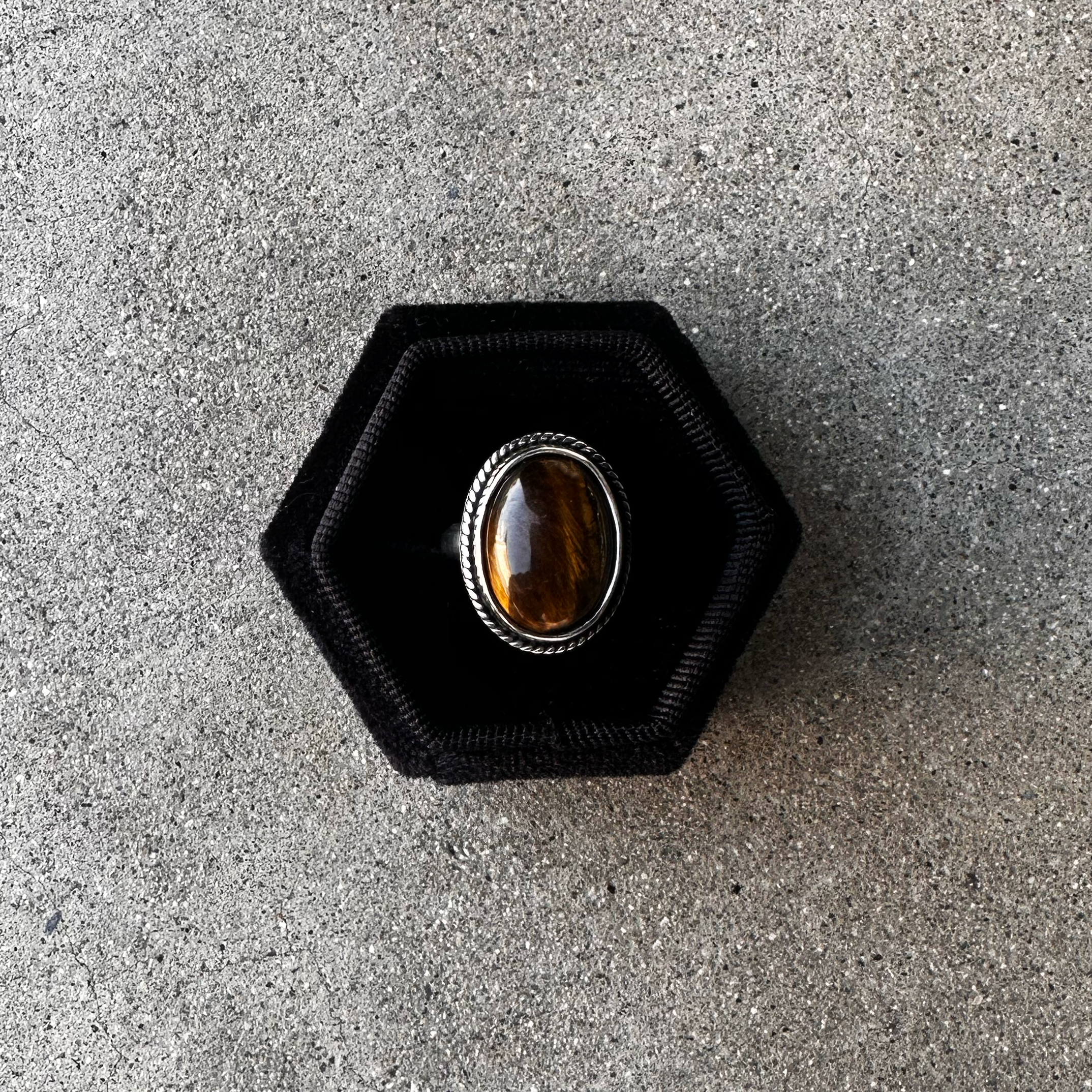 Tigers Eye Oval Ring Size 5.5