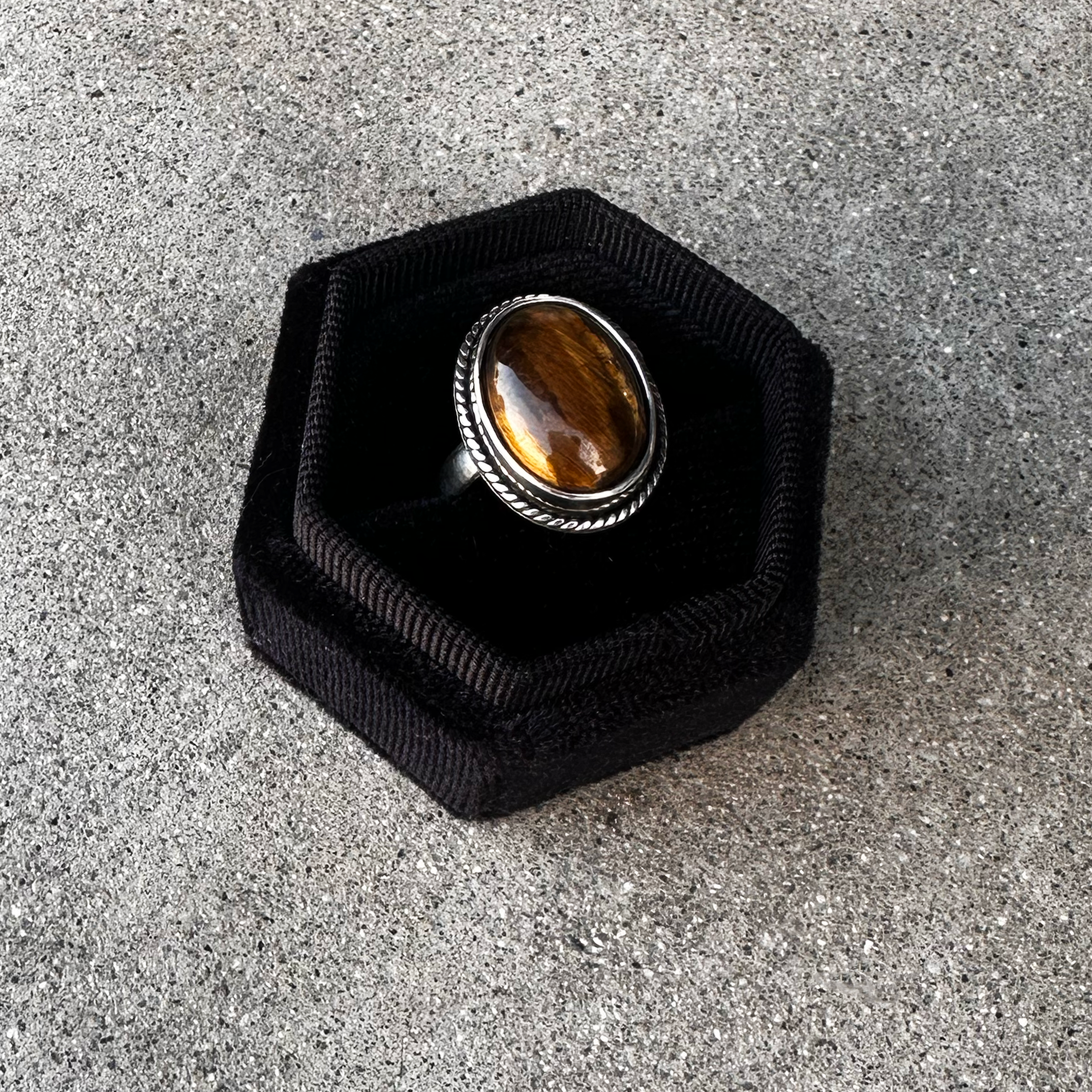 Tigers Eye Oval Ring Size 5.5
